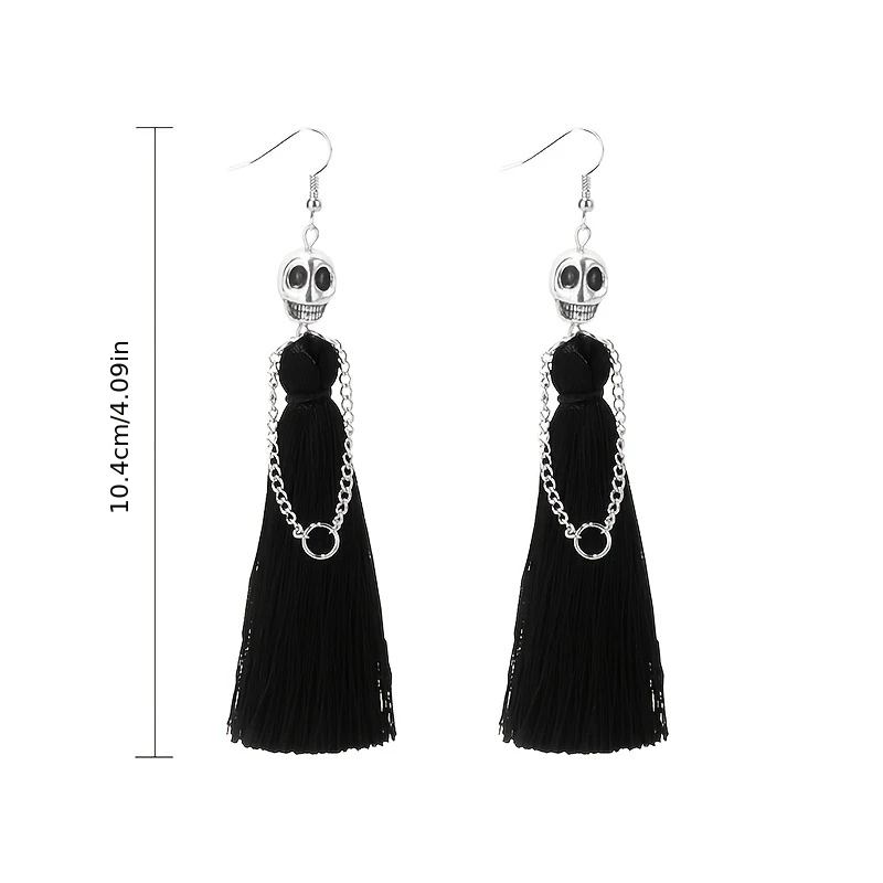 💀 Gothic Skull Tassel Earrings.